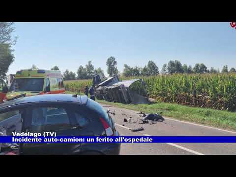 Vedelago (TV). incidente auto-camion: un ferito all'ospedale 23.08.2023