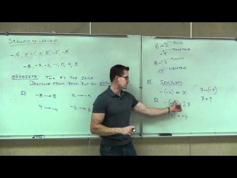 Prealgebra Lecture 2.1:  Introduction to Integers