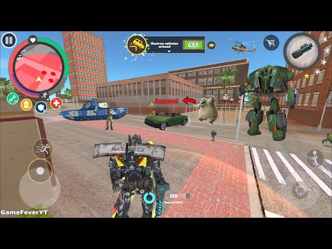 Rope Hero: Vice Town (Transformer Robot Fight Green Robot Car) Monster Robots - Android Gameplay HD