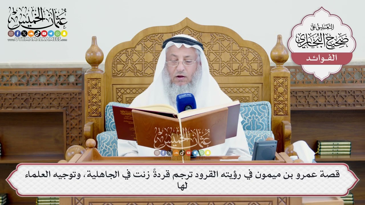 [1474] قصة عمرو بن ميمون في رؤيته القرود ترجم قردة زنت في الجاهلية، وتوجيه العلم