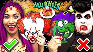 Funny Halloween Pancake Art Challenge!!! Who Will 