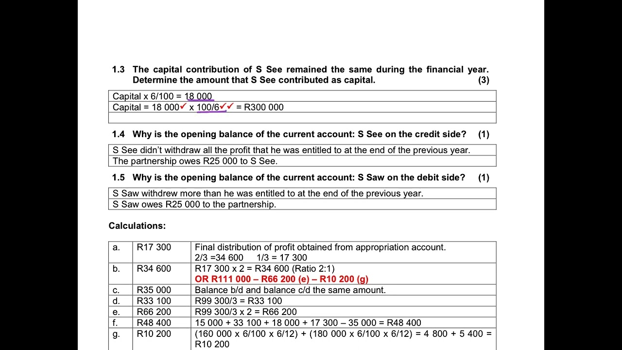 13. Theory of partnerships and calculations/recording