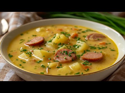 This German potato soup is a true comfort food! Easy, delicious & cheap recipe!