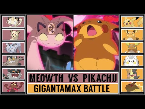 GMAX MEOWTH vs GMAX PIKACHU | Gigantamax Pokémon Battle