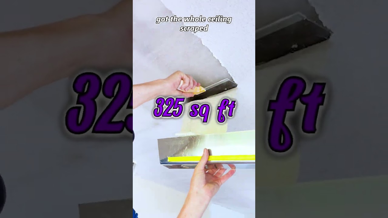 The Most Effective 👍🏻 Hack to remove PAINTED Popcorn ceiling #diy #homeimprovement #drywall