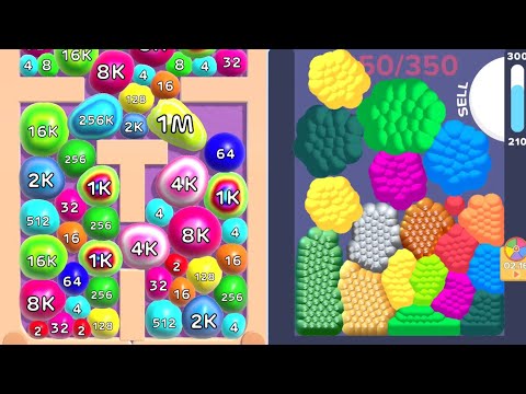 PUFF BLOB MERGE vs MERGE THE JELLY - Jelly 2048 (Infinity Colorful ASMR Gameplay)