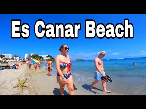 Es Canar Beach Walk Tour:🏝️ Tourist Favourite Family friendly Beach|🥰 Beautiful Beach in Ibiza