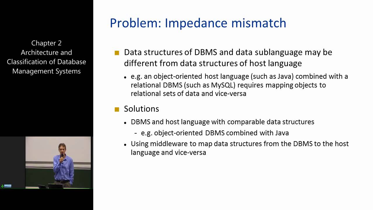 Introduction to Database Management Systems 2: Architecture and Classification of DBMS's