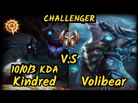Shernfire (KINDRED) vs VOLIBEAR - 10/0/3 KDA JUNGLE CHALLENGER GAMEPLAY - NA
