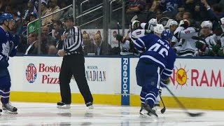 Linesman Miller takes Polak slap shot off knee by Sportsnet Canada
