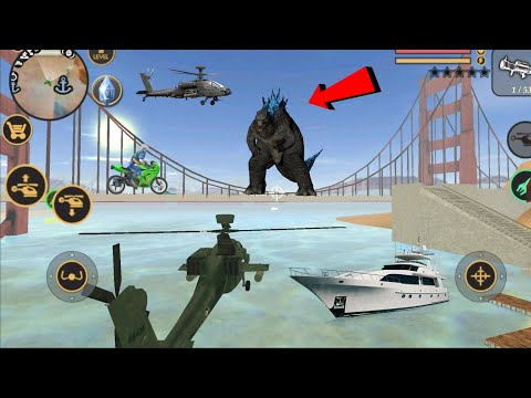 Vegas Crime Simulator (Godzilla on Bridge) Helicopter Bombing Over Godzilla - Android Gameplay HD