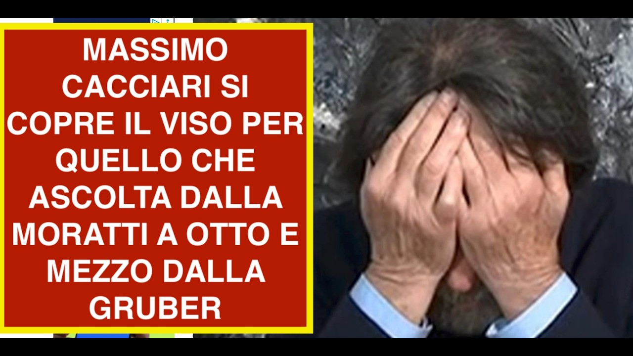 MASSIMO CACCIARI SI COPRE IL VISO PER QUELLO CHE ASCOLTA DALLA MORATTI A OTTO E MEZZO DALLA GRUBER