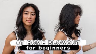 AT HOME HAIR BLOWOUT FOR BEGINNERS! + How I Style My Curtain Bangs