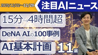 注目AIニュース11選～日本のAI基本計画、AIの能力15分→4時間に、DeNAのAI活用100本ノックなど