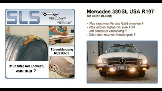 Mercedes SL R107: Boczki drzwi i fotele u tapicera — co da się uratować (cz. 1)
