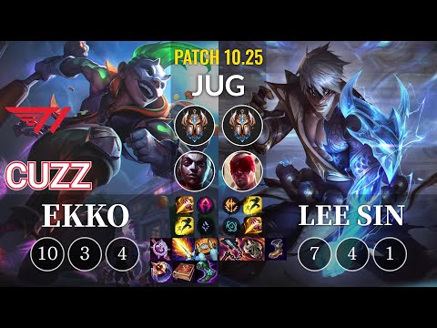 T1 Cuzz Ekko vs Lee Sin Jungle - KR Patch 10.25