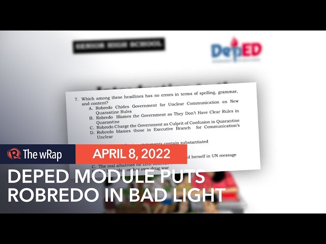 DepEd under fire over learning module putting Robredo in bad light