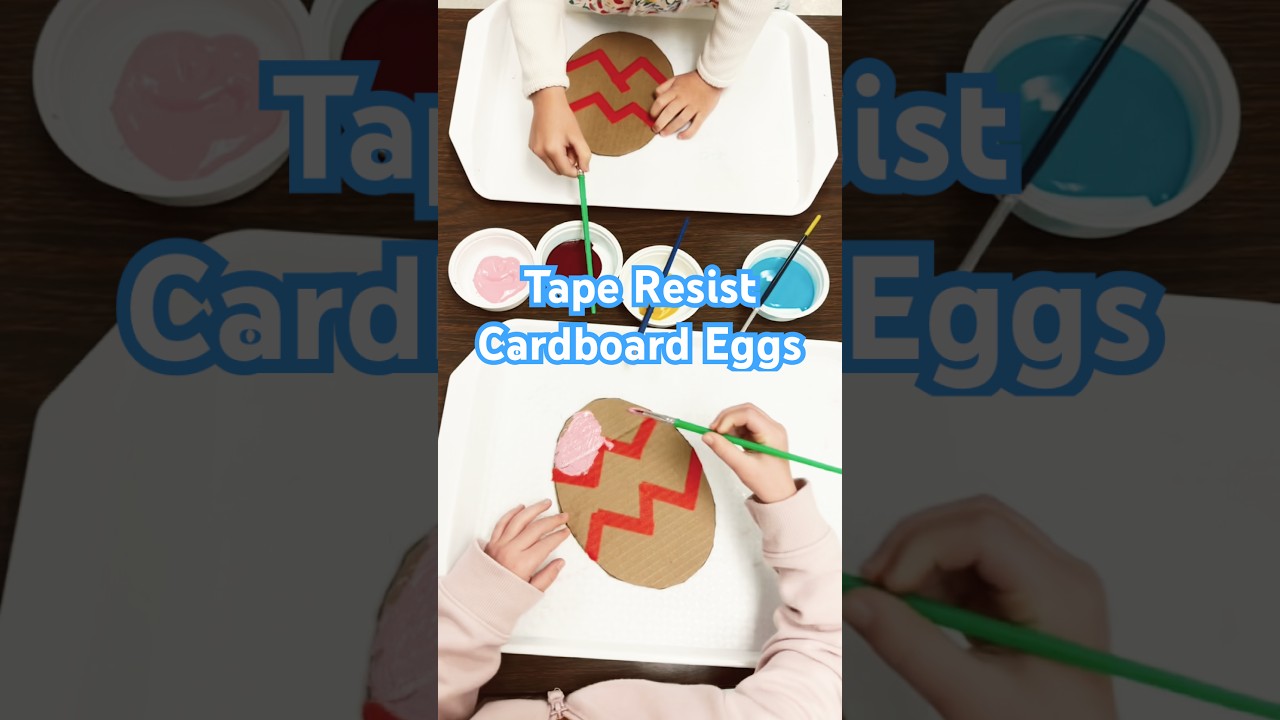 Tape-Resist Cardboard Eggs #toddler #preschool #art #painting #teachers