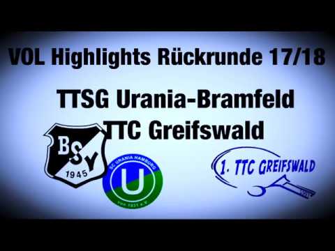 Tischtennis Verbandsoberliga Nord TTSG Urania-Bramfeld - TTC Greifswald, 10.02.2018