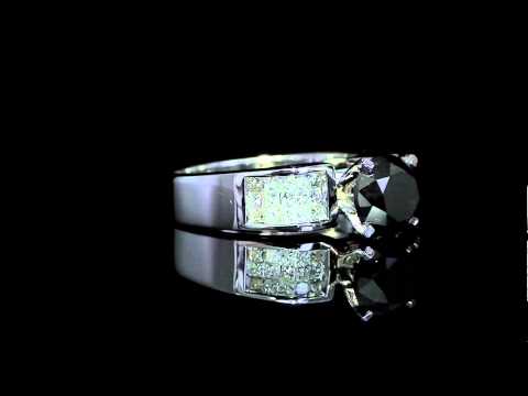 2.40 CT T.W. BLACK ROUND CUT DIAMOND WEDDING RING 14K WHITE GOLD