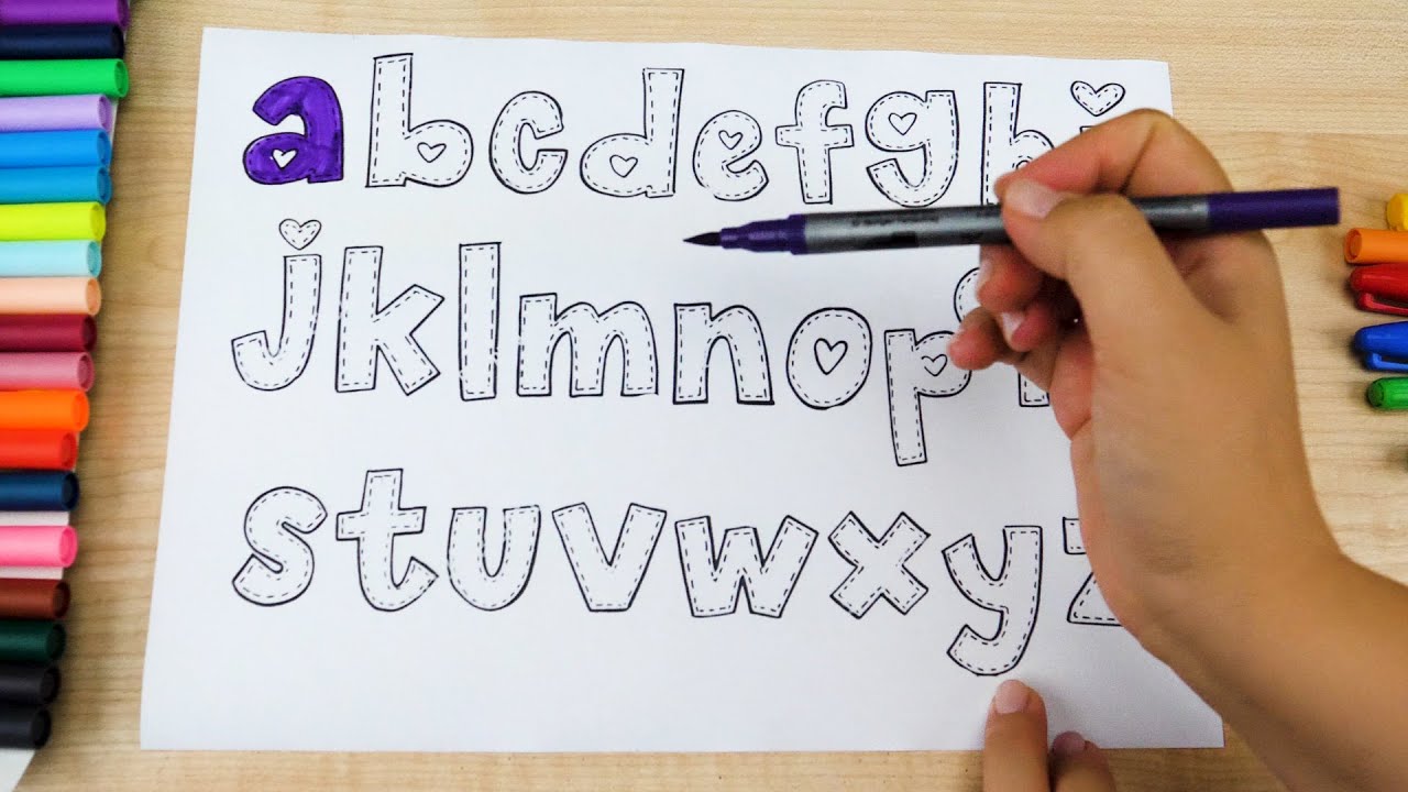 Rainbow Alphabet Coloring Pages | Easy with Colored Markers