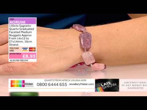Blue Sapphire and Peach Pearls on The Late Show with Vicky Field (JewelleryMaker) LIVE 03/02/2015