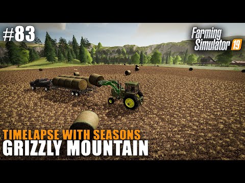 Grizzly Mountain Timelapse #83 Harvesting Wheat & Baling Straw, Farming Simulator 19 Seasons
