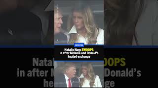 WATCH: Melania Trump leaves abruptly as Natalie Harp approaches Donald Trump
