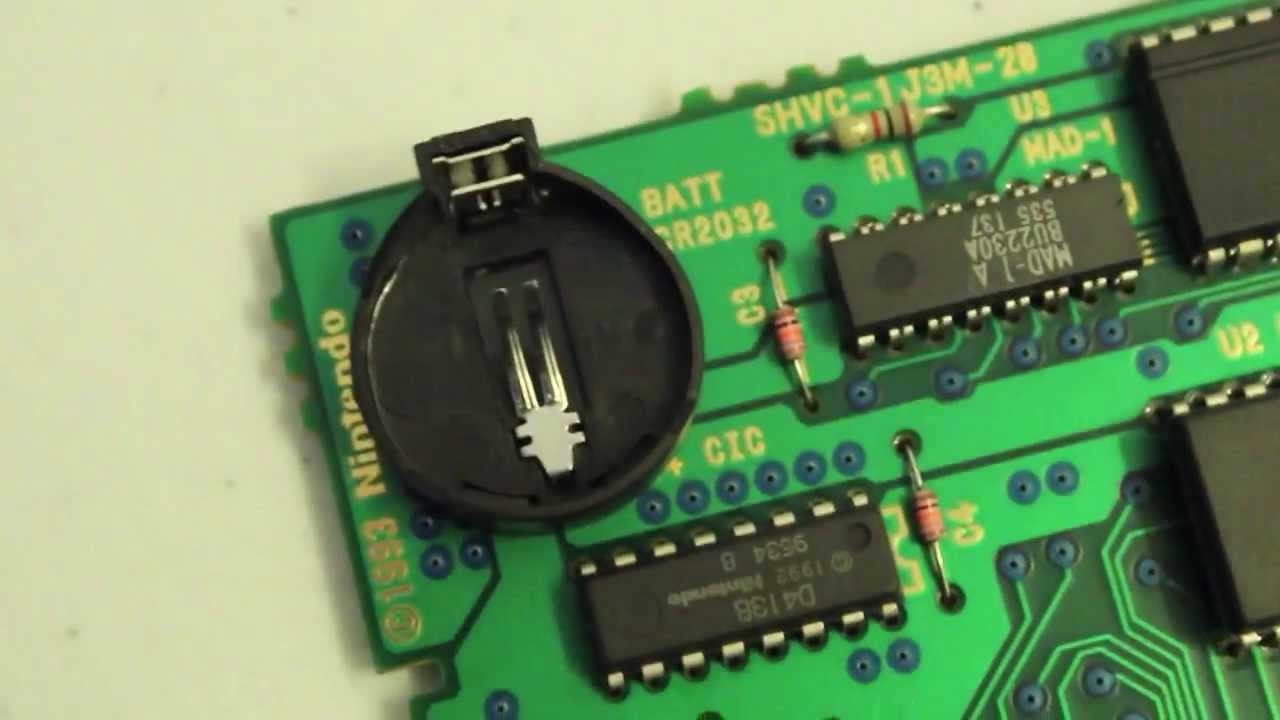 Super Nintendo / SNES Cartridge Battery Holder Installation