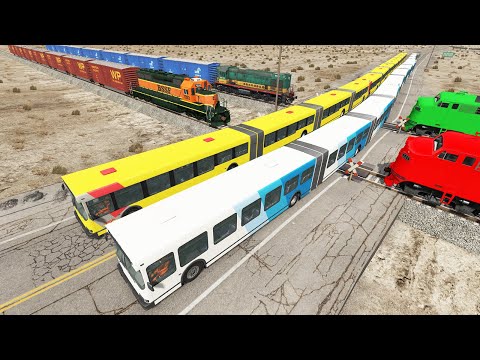Long Articulated Bus Accident on Rail #49 - Beamng.Drive | Dancing Cars