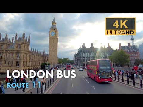 London Bus Ride, Route 11, Double Decker, 4K Virtual Tour