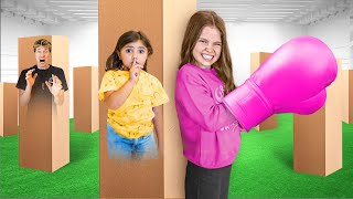 Extreme Hide Seek in Boxes Challenge DON T GET HIT Mp4 3GP & Mp3