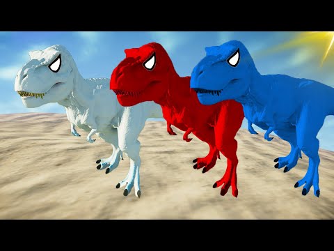 T-Rex Color Pack vs Spinosaurus, Indoraptor, Allosaurus - Jurassic World Evolution Dinosaur Fighting