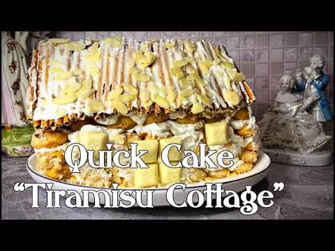 🏠🍰 No-Bake Tiramisu Cottage Cake / Holiday Dessert in 15 Min — Even a Kid Can Make It!