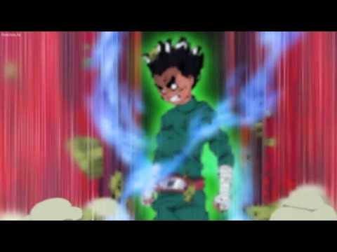 Gaara frightens after Lee unleahes the power of Eight Gates