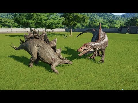 Stegosaurus VS Acrocanthosaurus, T-Rex, I-Rex, Spinosaurus And More - Jurassic World Evolution