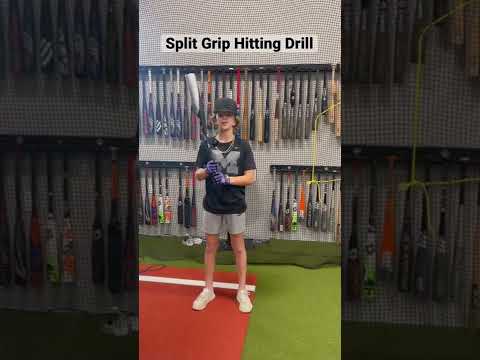 Part of a video titled Split Grip Hitting Drill to Help Not Roll Over on the Baseball - YouTube