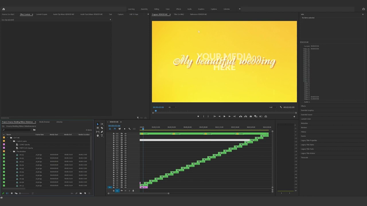 How to edit the Dreamy Wedding Ribbon Slideshow in Premiere Pro