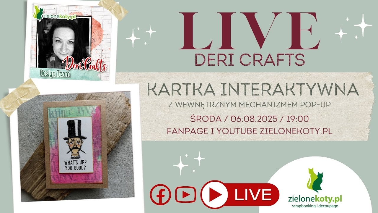 Interaktywna kartka z mechanizmem pop-up - z transmisji LIVE | DeriCrafts
