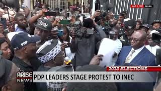 2023 ELECTIONS: PDP LEADERS STAGE PROTEST TO INEC