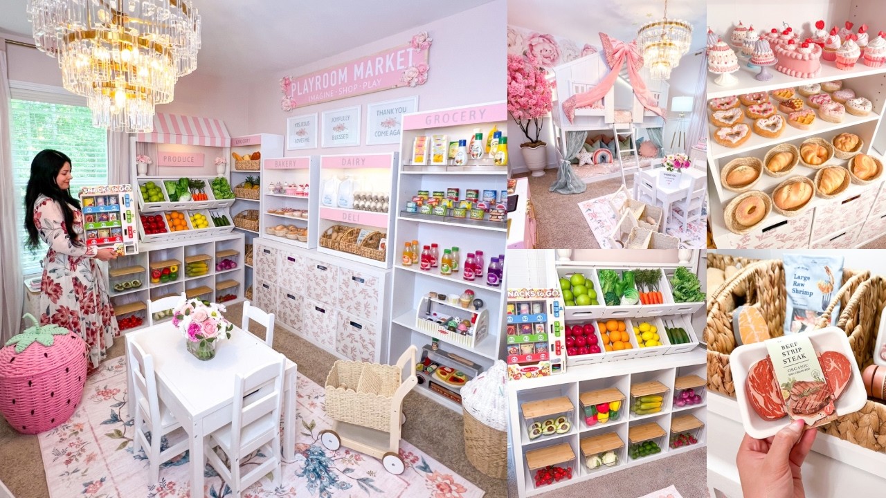 *EXTREME TRANSFORMATION* I Turned This 100 Sq Ft Room Into our Kids Playroom Market!