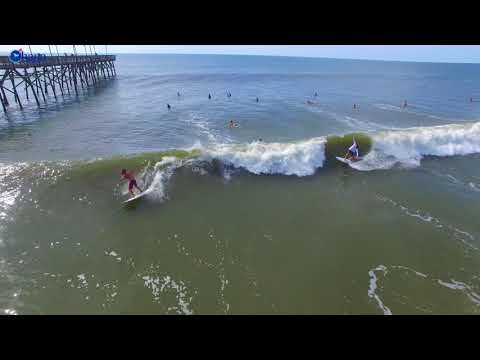Drone footage of solid swell at Ocean Isle Beach