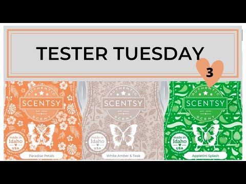 New Release S/S Tester Tuesday Paradise Petals, White Amber & Teak and Appletini Splash (Scentsy)