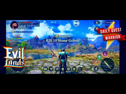 WARRIOR IN EVIL LANDS:  10 STONE GOLEM IN COLDWATER PEAKS 🏝️ 07222021 🏝️ BEST ONLINE ACTION RPG ✅