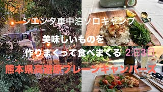 シエンタ車中泊ソロキャンプ！50代おばちゃんが、美味しいものを作って、美味しいお酒と共に楽しむ二泊三日のキャンプ♩熊本県　高遊原プレーンキャンパーズ
