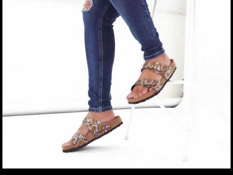 | Shuperb™ Birkenstock SYDNEY 1016894 (Reg) Ladies Two Strap Sandals Python Brown