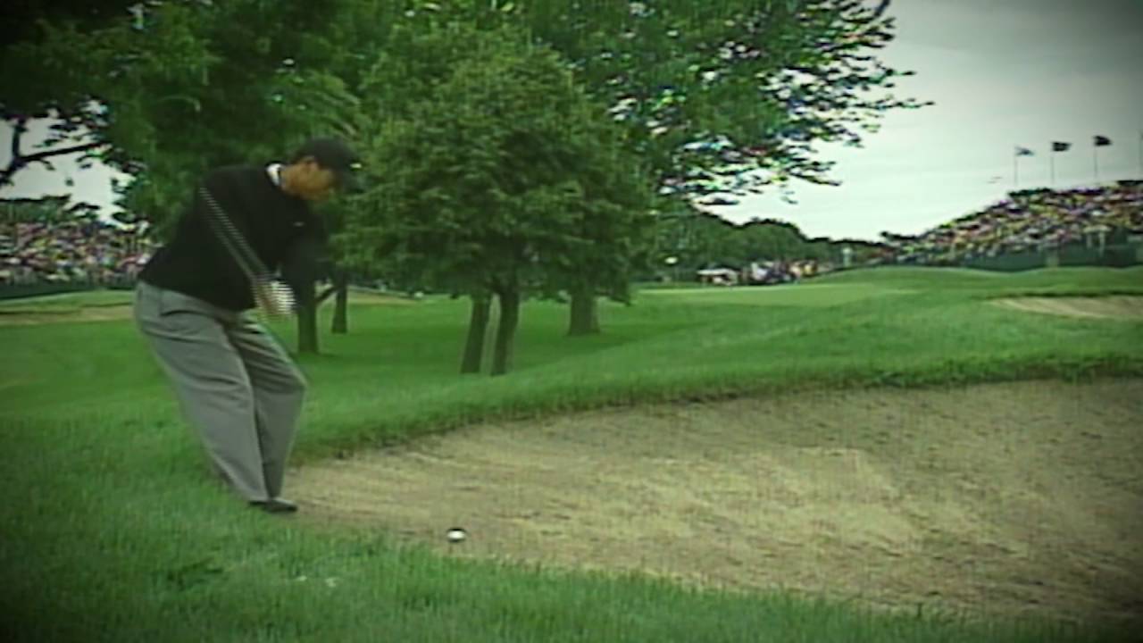 Hazeltine Historical Moments - Tiger Woods Incredible Bunker Shot - YouTube