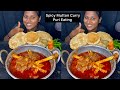 Spicy Mutton Curry Puri Eating Challenge Video 154