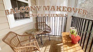renter friendly apartment balcony makeover | vlog