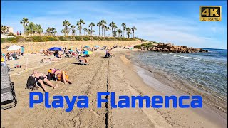 [4K] Heatwave in October. Morning Beach and Promenade Walking Tour. Playa Flamenca, Costa Blanca 🏖️